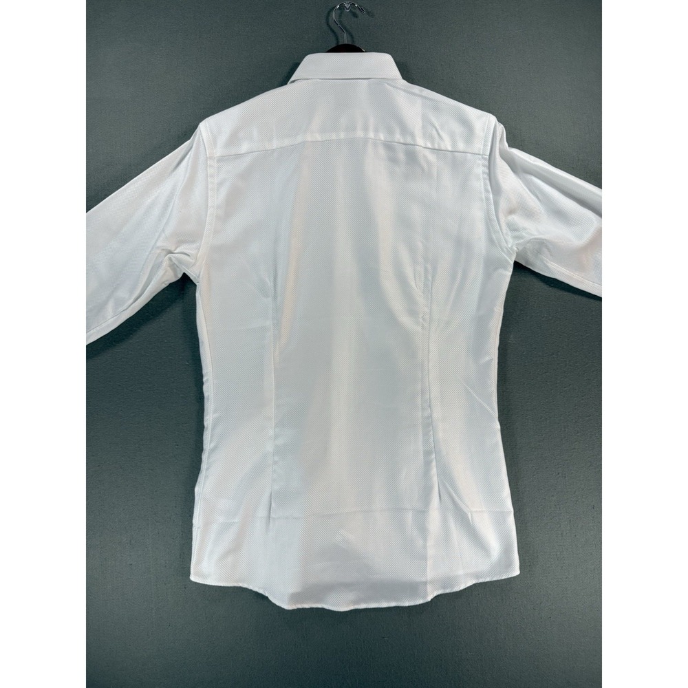 Eton Mens Slim Solid King Oxford Shirt White Sz 14.5 Long Sleeve Textured Button - Picture 3 of 10